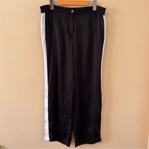 Equipment FEMME| Chic 100% Silk Black and White Side Button Track Pants Sz M